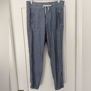 Athleta Cabo Linen Jogger size 8 chambray beach summer